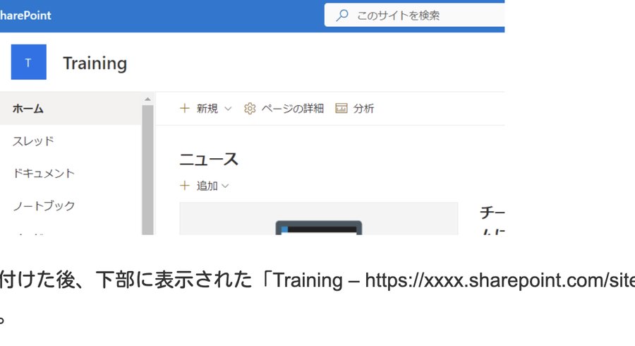 SharePointの「Training」サイトのトップ画面